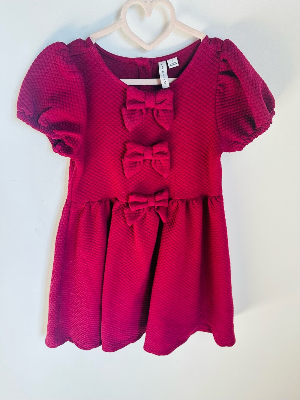 Janie and Jack Burgundy Bow-Front Textured Party Dress | size 6